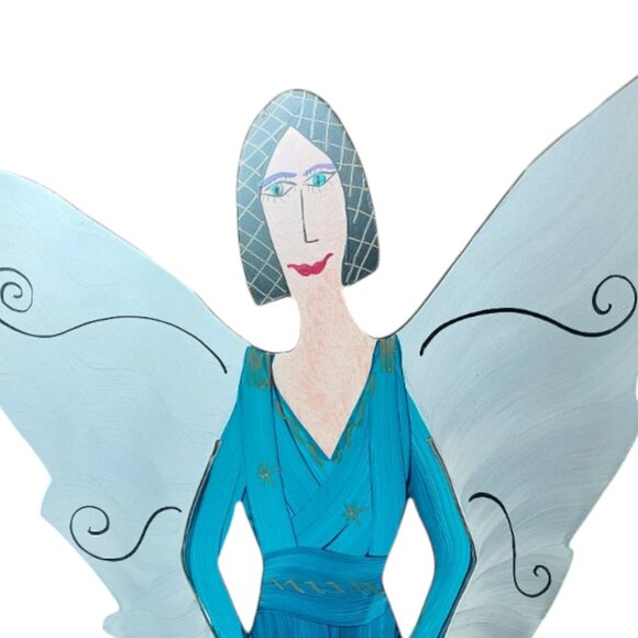 RARE "Signed” Claudine Buell Hand Painted Angel Metal Art Sculpture - Picture 3 of 9